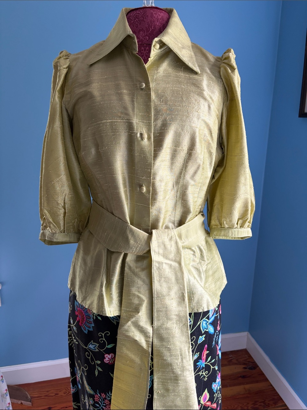 Vibrant green silk shirt